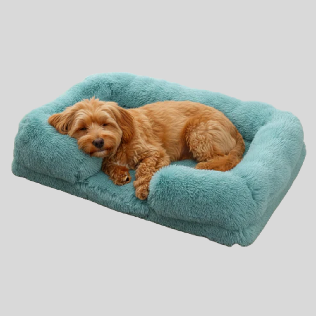 Soft rectangular dog bed, calming design in a durable, easy-to-clean fabric for everyday use.