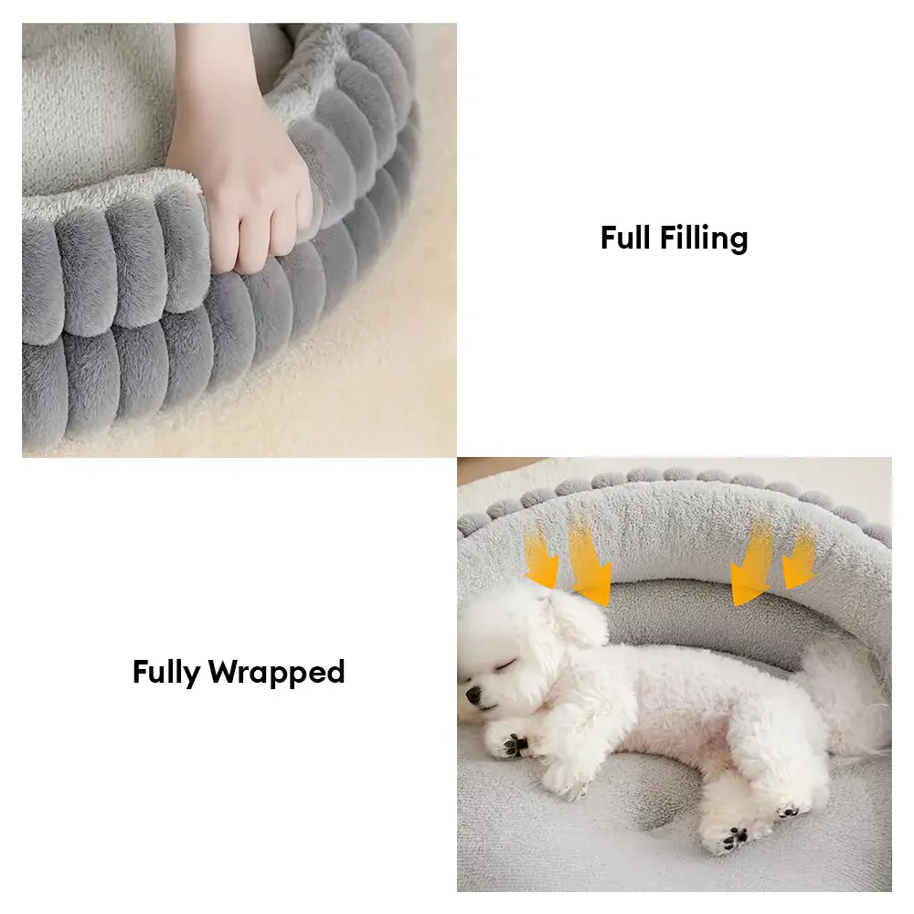 Washable pet supplies: round cuddler dog bed, designed for maximum comfort and support
