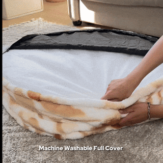 Stylish round pet bed, designed for maximum coziness and relaxation.