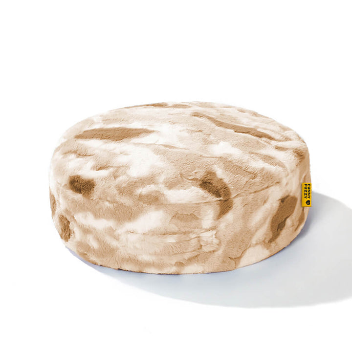 Hypoallergenic round dog bed, plush and fluffy, perfect for sensitive pets.