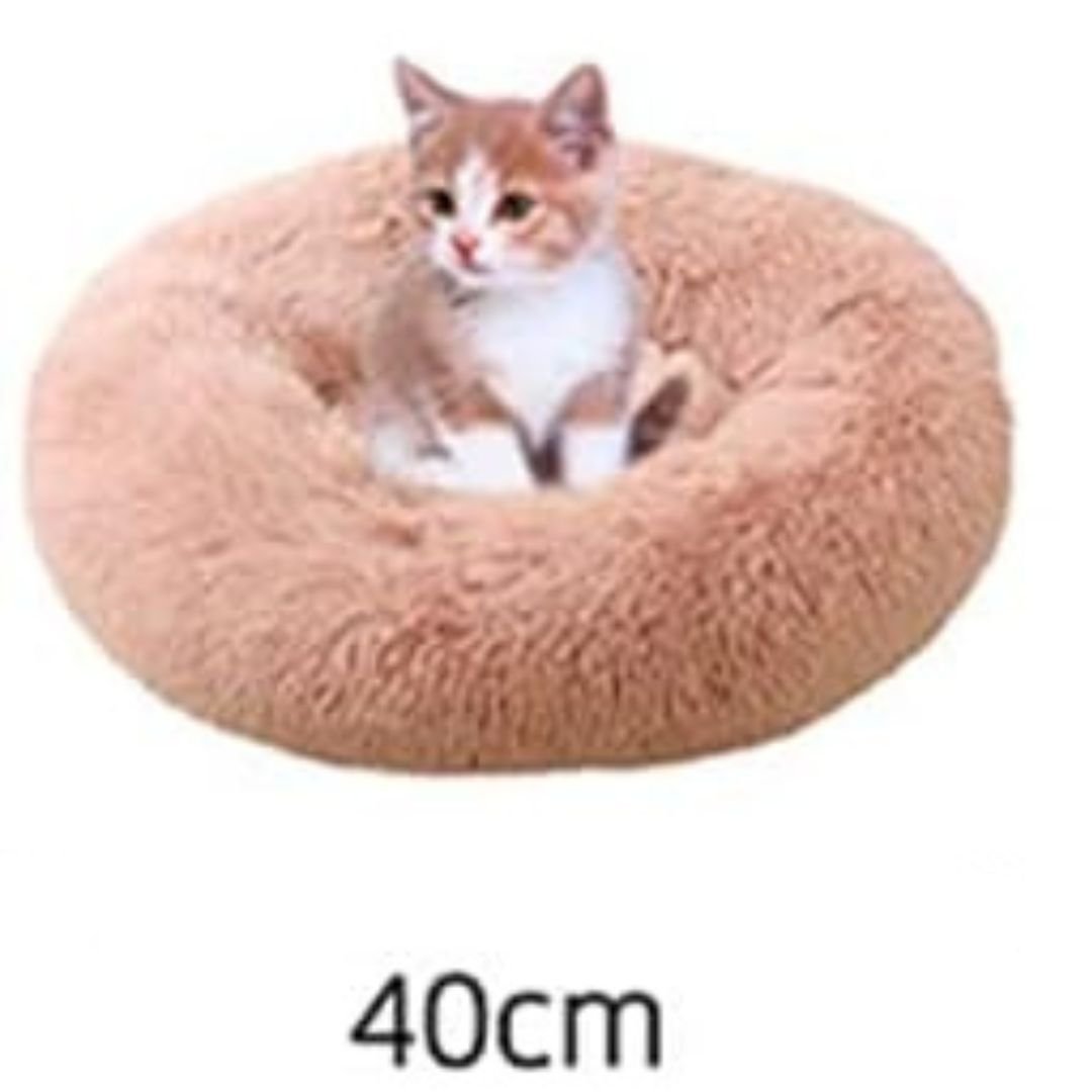 Plush cat bed with anti-slip bottom, washable and durable for everyday pet use