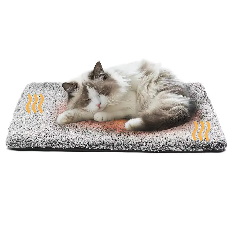 Plush self-warming pet bed, gray, for ultimate cat and dog comfort and joint support. Cozy pet bed.