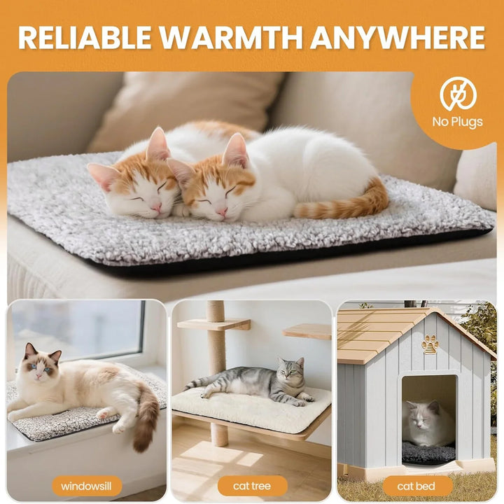 A stack of self-warming pet beds in various sizes, showcasing options for all pets. Pet supplies.