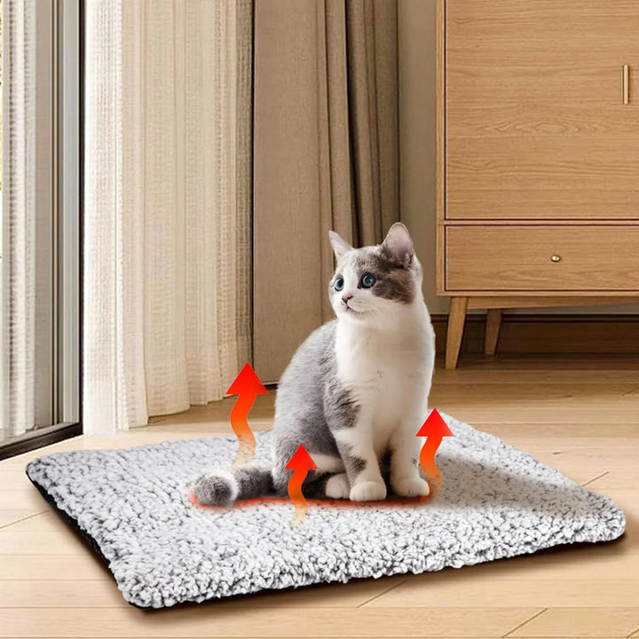 Soft, round self-warming pet bed in brown, providing a warm pad for small dogs or cats. Pet accessories.