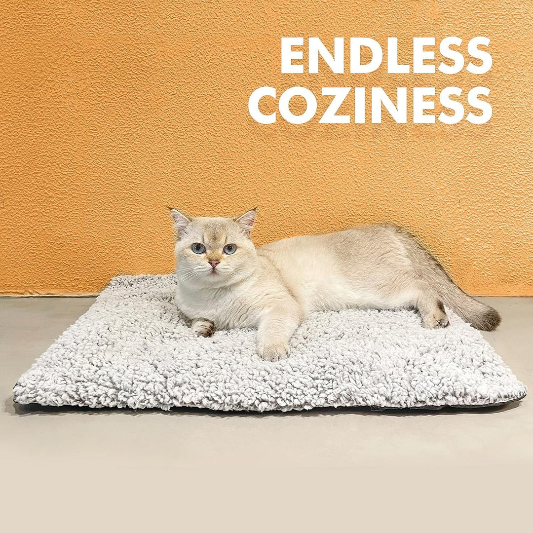 Luxury self-warming pet bed, rectangular, with elevated sides for dog and cat joint support. Cozy pet.