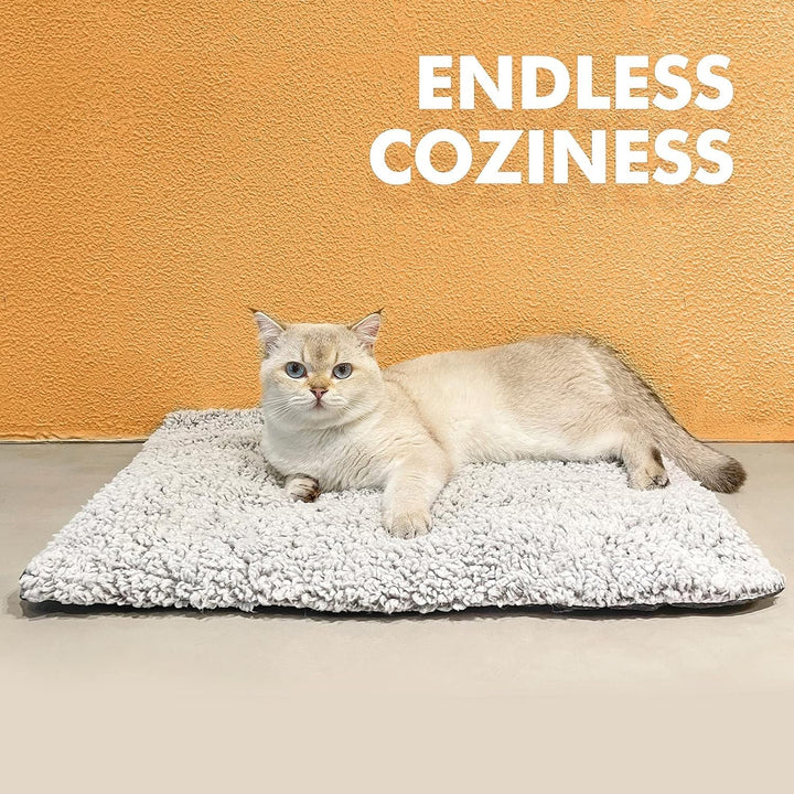 Luxury self-warming pet bed, rectangular, with elevated sides for dog and cat joint support. Cozy pet.