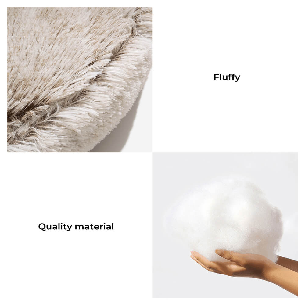 Close-up of the plush fabric of the calming pet nest bed, highlighting its soft texture for dogs.