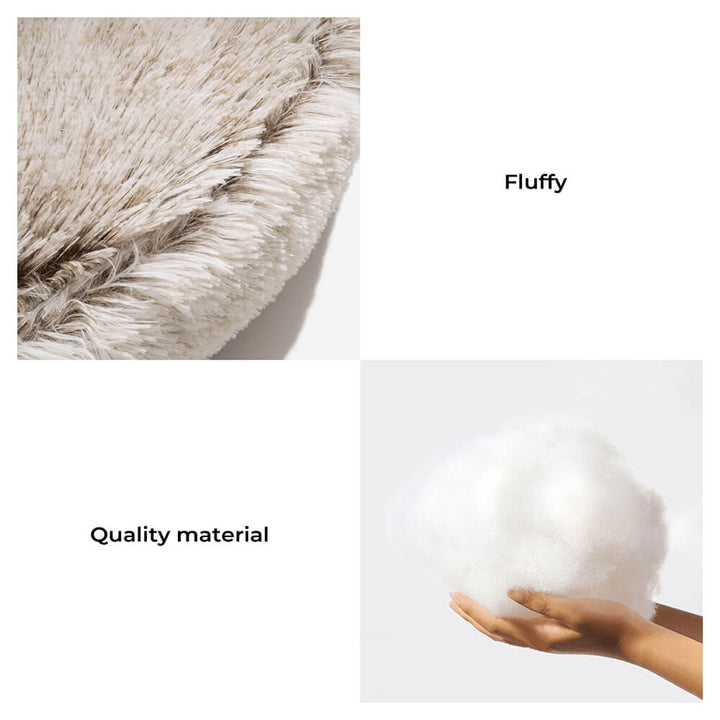 Close-up of the plush fabric of the calming pet nest bed, highlighting its soft texture for dogs.