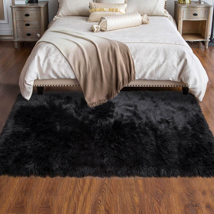 New 4 type faux wool plush shag rug, large, for spacious living rooms