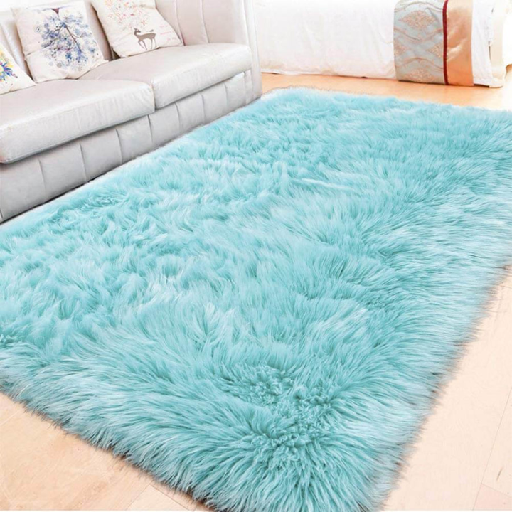 Plush faux wool shaggy rug, high pile, adding warmth and style to any room