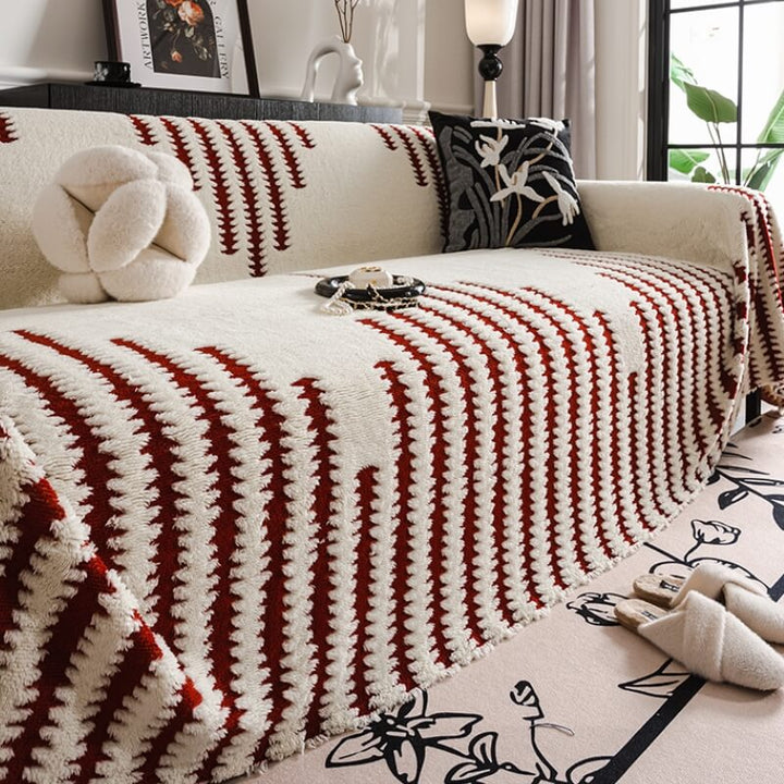 Machine washable plush sofa cover with full coverage, perfect for anti-scratch furniture protection