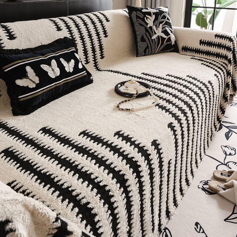 Plush sofa couch cover featuring an anti-scratch design, ensuring complete furniture protection and style