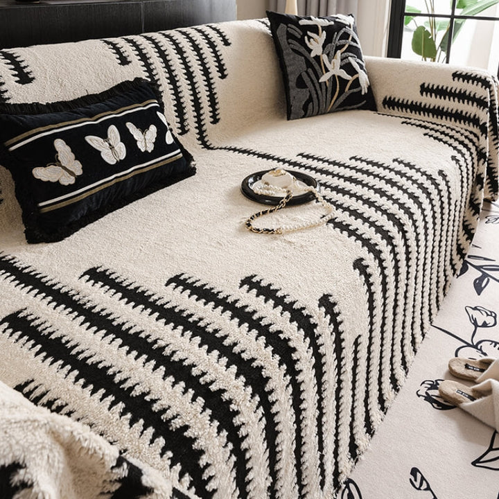 Plush sofa couch cover featuring an anti-scratch design, ensuring complete furniture protection and style