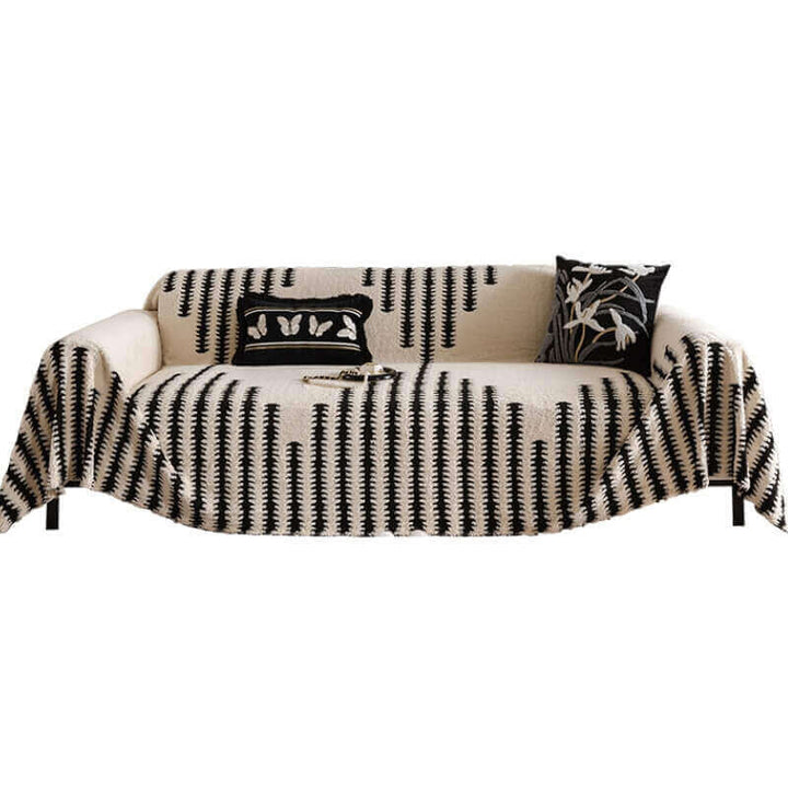 Full coverage plush sofa cover, soft and comfortable, ideal for modern home decor and pet owners