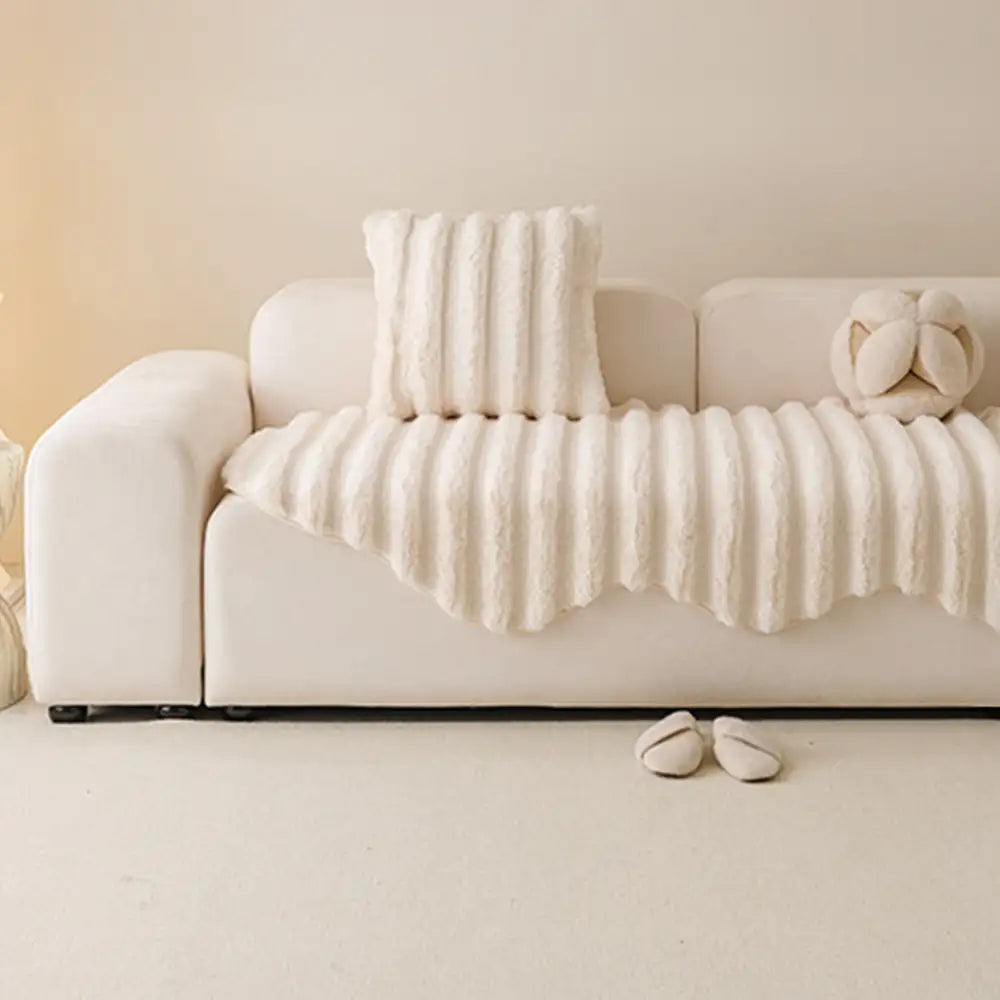 Durable plush furniture protector, perfect for homes with cats and dogs.