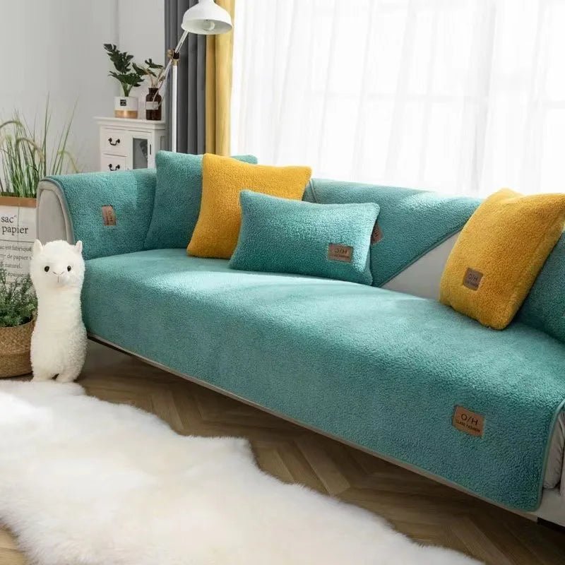 Stylish plush sofa cover, providing ultimate warmth and a touch of elegance to any living space.