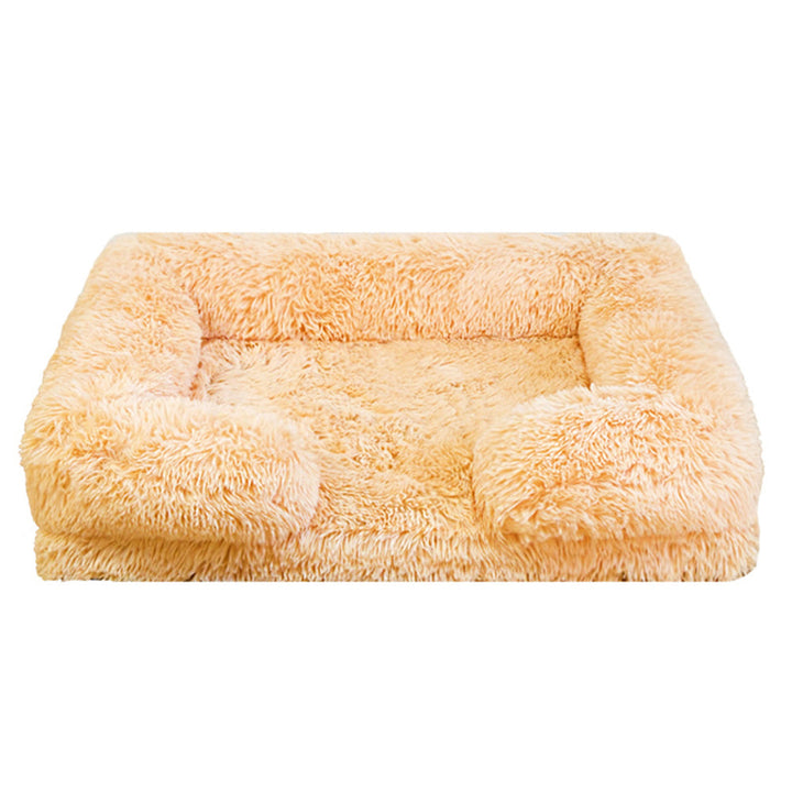 Stylish plush square dog bed, deep sleep design, a perfect addition to pet accessories