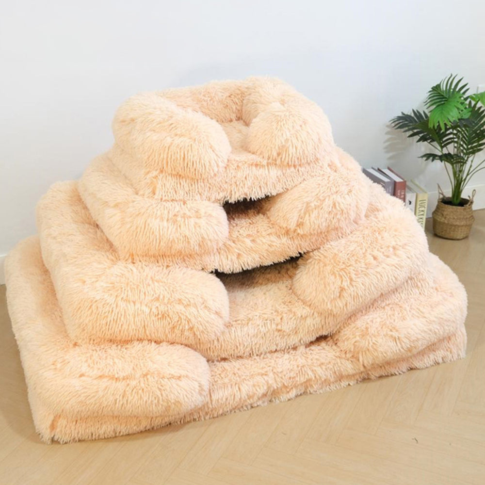 Soft square pet bed, plush and supportive, promoting deep sleep for all dog breeds