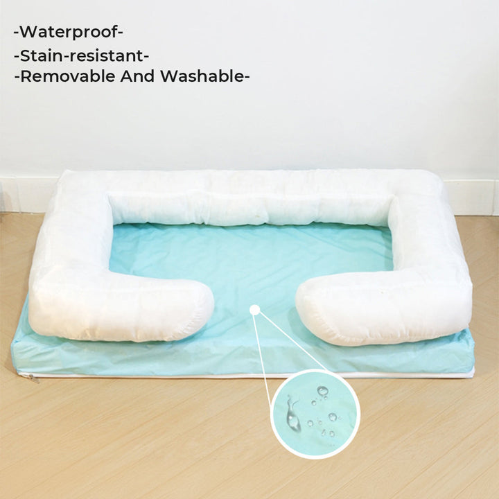 Supportive plush square lounger dog bed, enhancing pet comfort and deep sleep