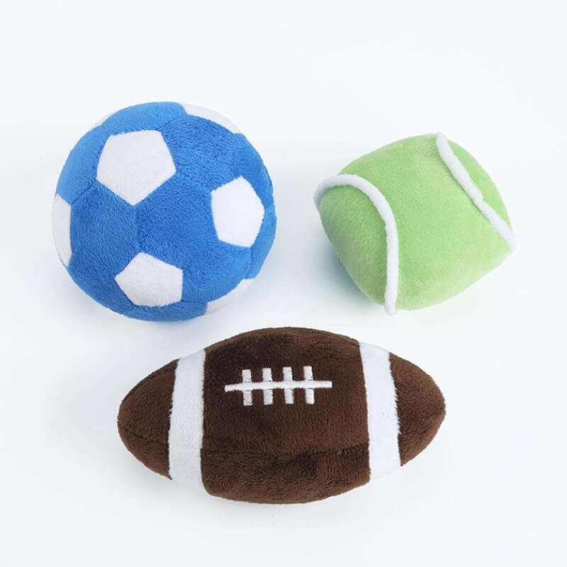 Interactive pet supplies: squeaky football chew toy for dogs, encouraging play and dental hygiene.