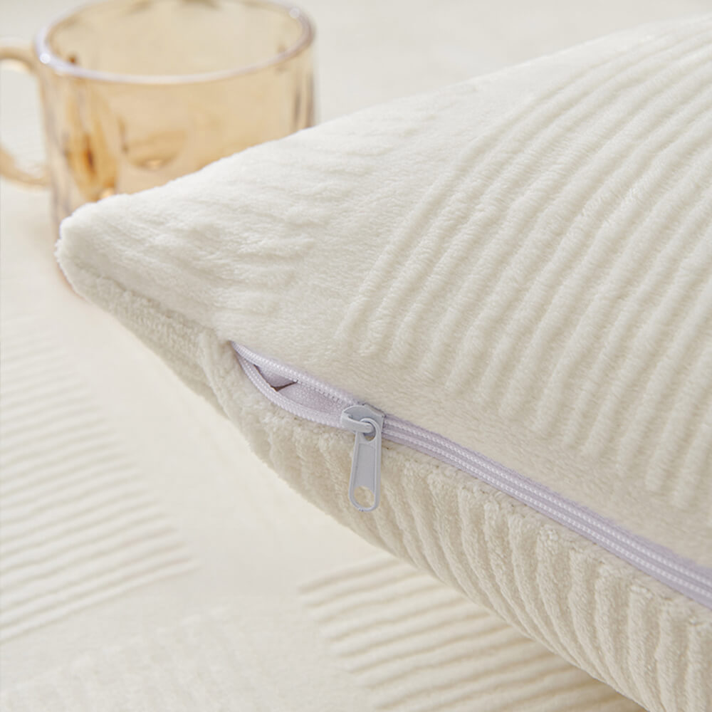 Textured plush striped square couch cover, a comfortable and protective sofa slipcover.