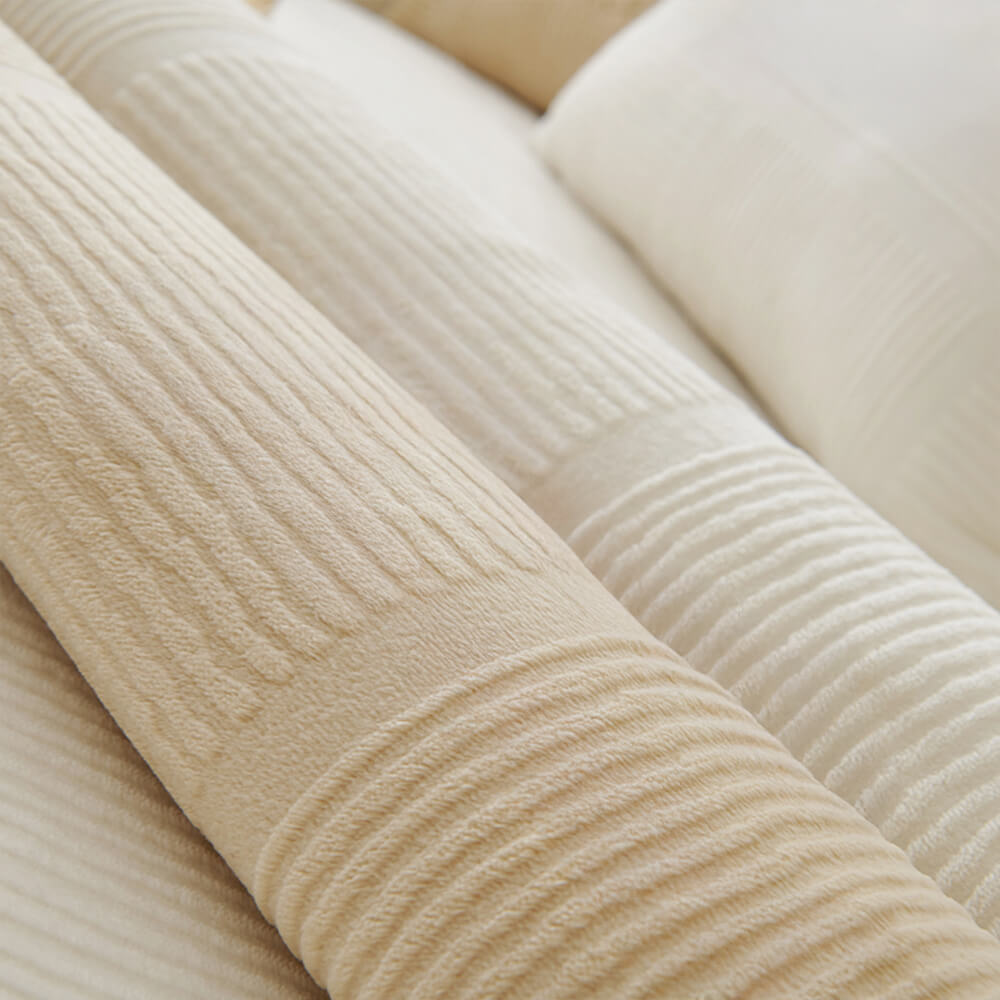 Various color options for plush striped square couch covers, enhancing home decor.