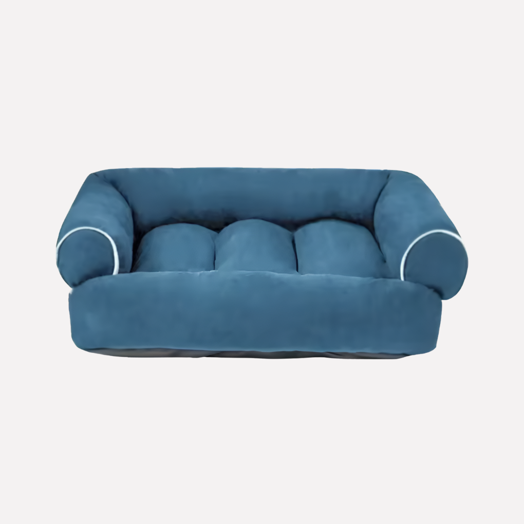 Plush U-shaped dog bed with removable cover, ideal for pet comfort and easy cleaning