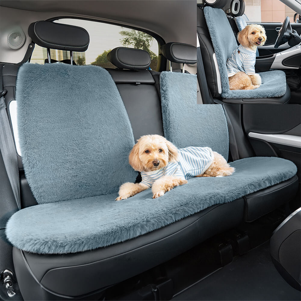 Universal fit plush car seat cover, a durable and machine washable pet protector for your vehicle.