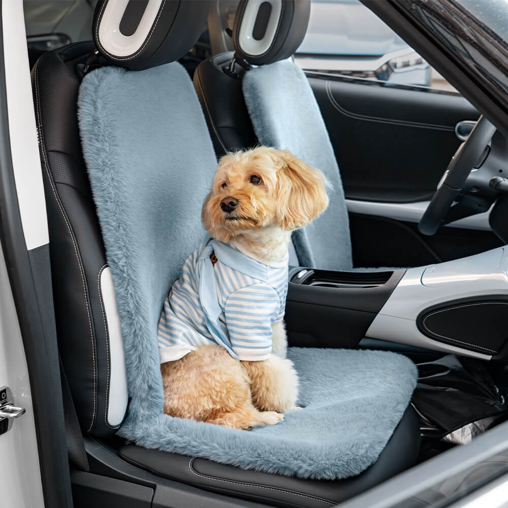 Close-up of plush texture on a universal dog car seat cover, an essential auto accessory.