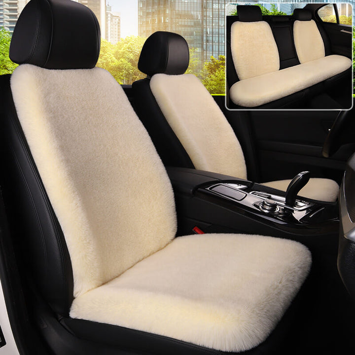 Pet car seat cover installed in a vehicle, universal fit plush design, protecting upholstery.