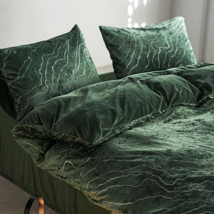 Deep pile velvet suede sheet set, anti-static bedding for comfort and style