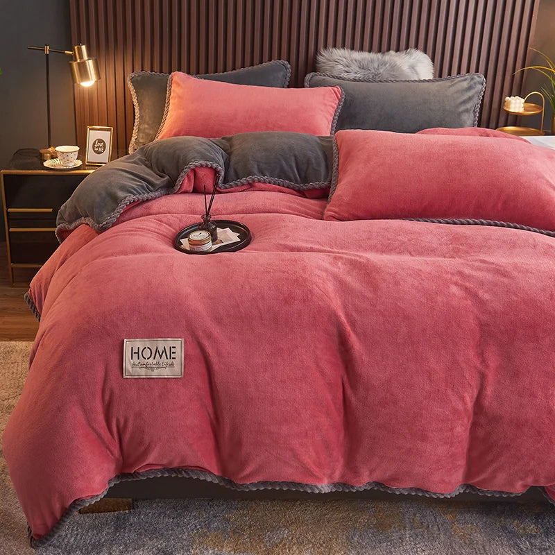 Get cozy with this plush velvet fleece comforter set, designed for warmth and luxurious comfort.