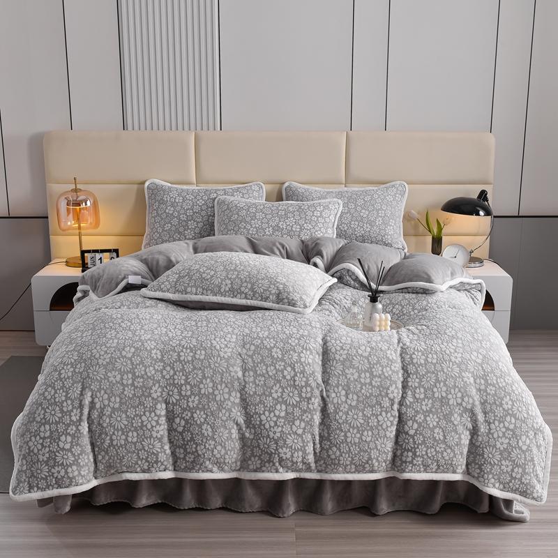 Elegant velvet floral carved duvet set, a premium home textile for ultimate comfort