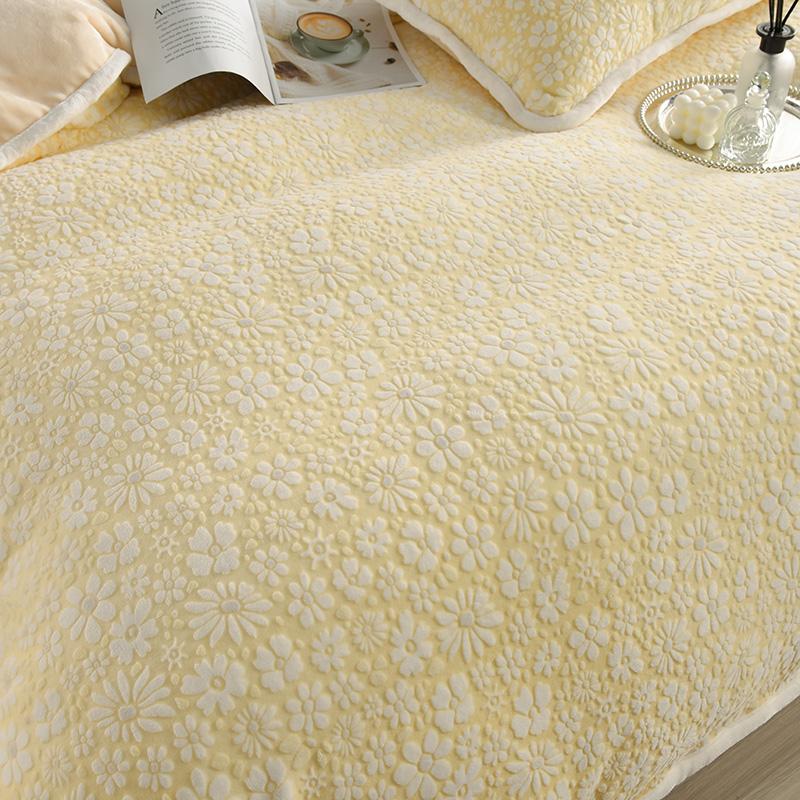 Velvet floral carved bedding set in a neutral tone, versatile for various bedroom decors