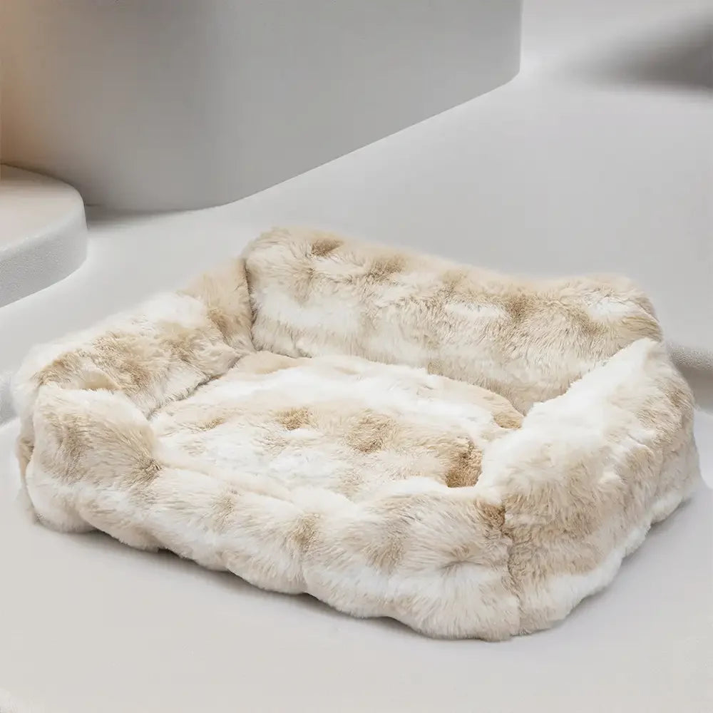 Stylish plush velvet pet sofa bed, a soft and inviting animal bed that complements home decor