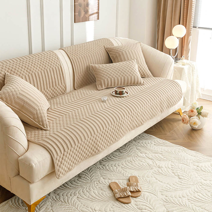 Plush vintage non-slip couch cover in a rich, textured fabric for sofa protection