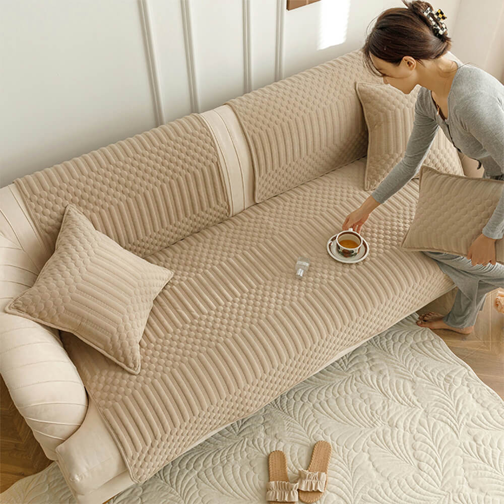 Durable non-slip plush vintage couch cover, ensures sofa protection and style