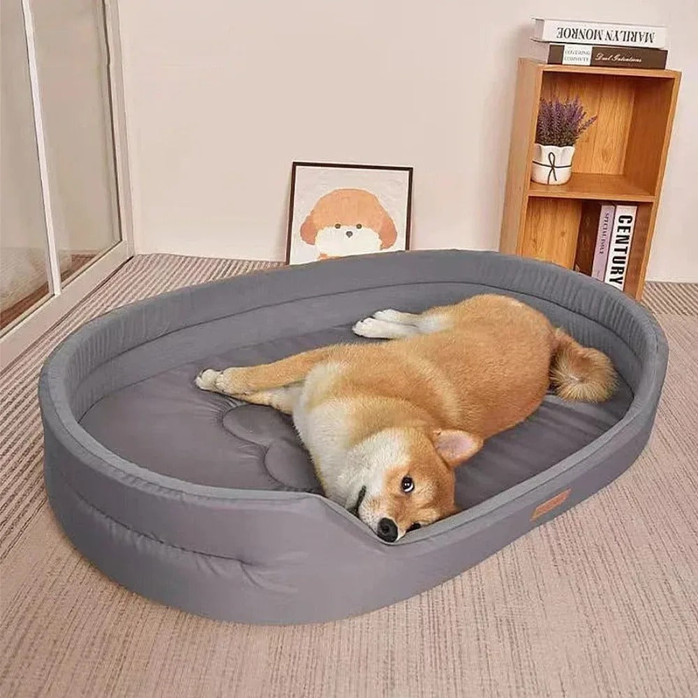 Red waterproof plush dog bed, ultimate comfy pet supplies for dogs.