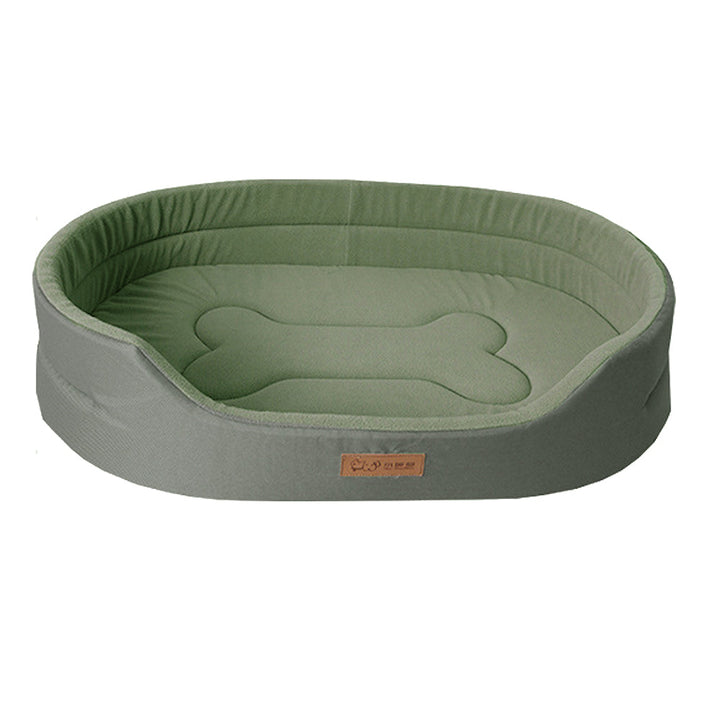 Super comfy plush dog bed, waterproof & durable for pet comfort.
