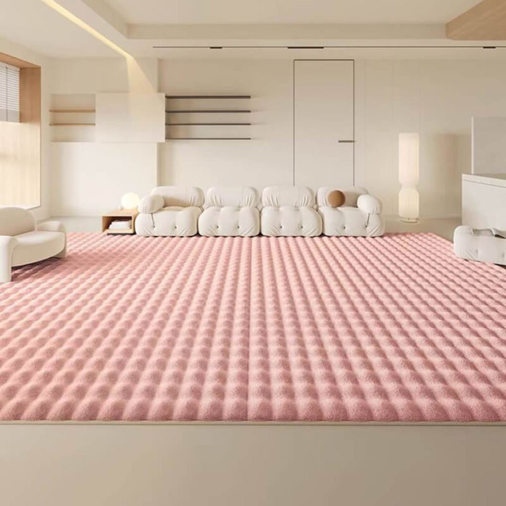 White plush faux fur rug, a soft sheepskin-style area rug for modern home decor