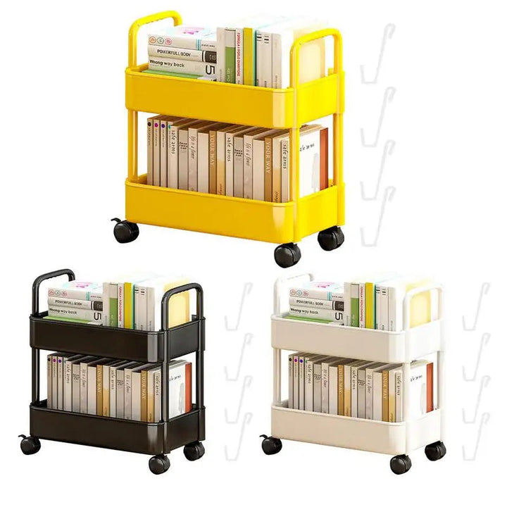 Mobile 2-tier bookshelf cart for books and office supplies. Easily move your study solution around home or office.
