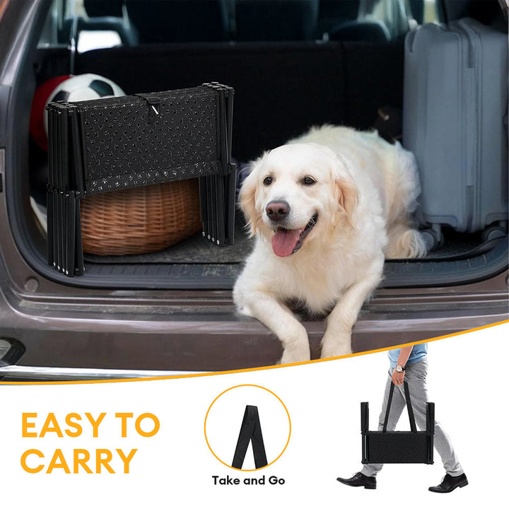Pet travel dog stairs, 4-step, foldable design with non-slip surface for secure car access