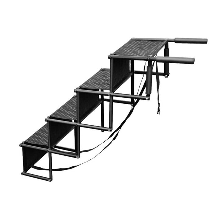Black portable dog car stairs, 4 non-slip steps, excellent pet ramp for vehicles