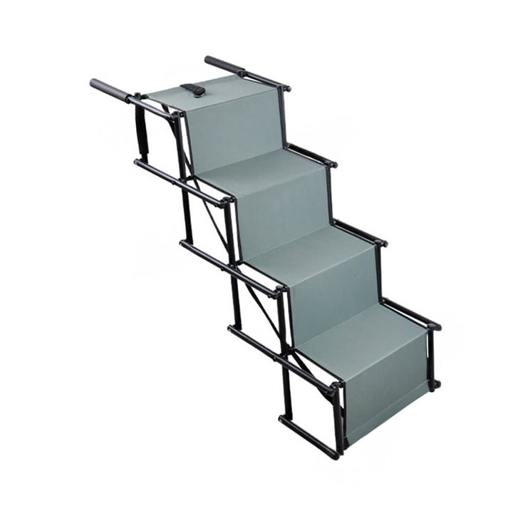 Durable 4-step non-slip dog stairs, portable and foldable, designed for car and SUV pet entry