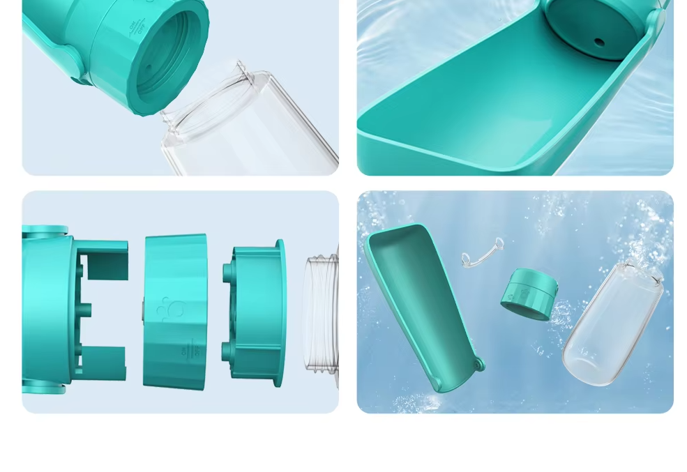 Durable 550ml pet water bottle, a portable dog feeder and leak-proof solution for travel.