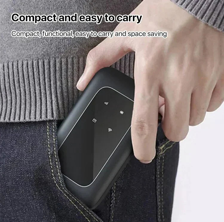 Compact 5G travel router & mobile hotspot, essential for portable internet and remote work on-the-go.