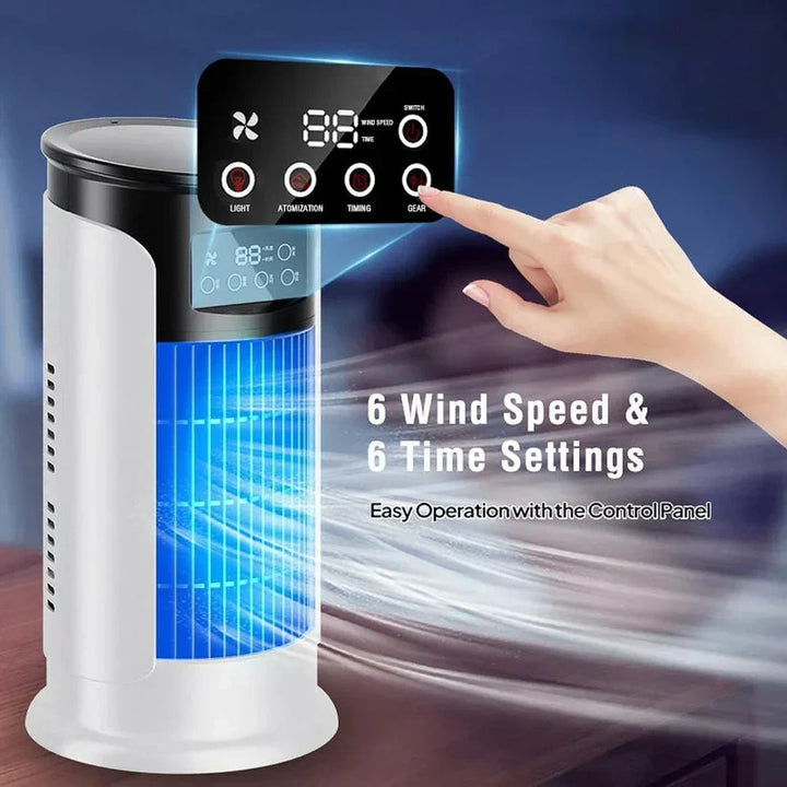 Powerful yet quiet portable room cooler for indoor cooling; energy-efficient and easy to set up.