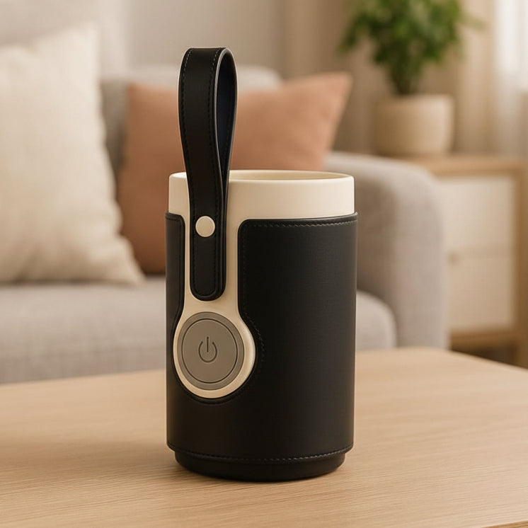 Portable baby bottle warmer for on-the-go feeding, keeping milk warm for your infant.