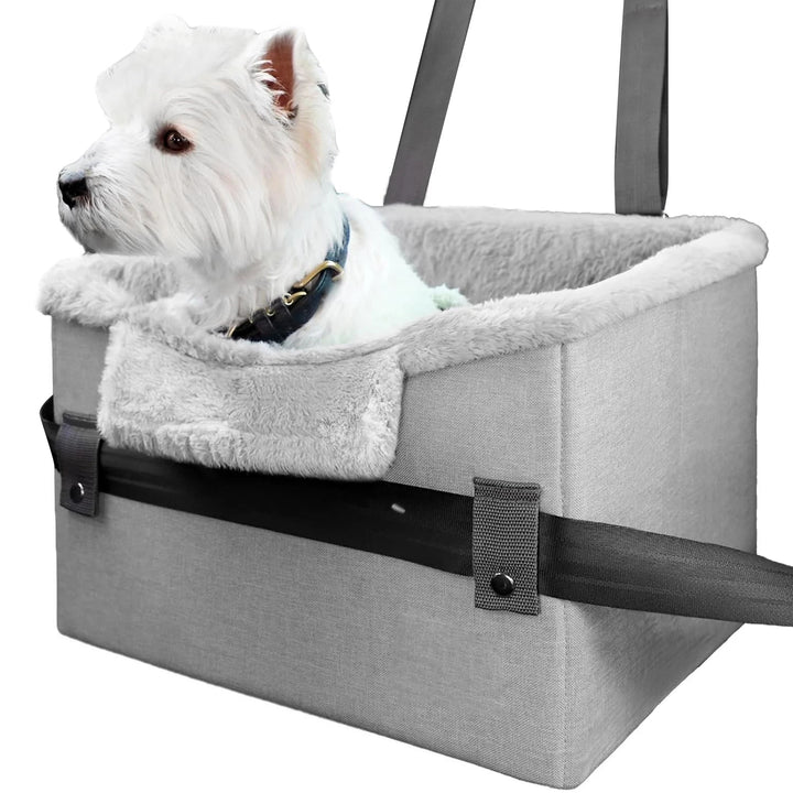 Foldable pet car seat for small dogs, portable design ensures pet safety and comfort on car trips