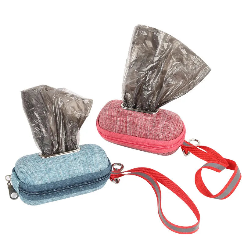 Durable dog waste bag dispenser being refilled, ensuring hygiene during dog walks and outdoor adventures.
